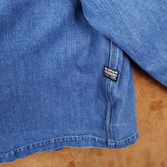 G STAR RAW Mens Jacket Large Blue Jean Button Denim Overshirt Streetwear $210 - Picture 5 of 13